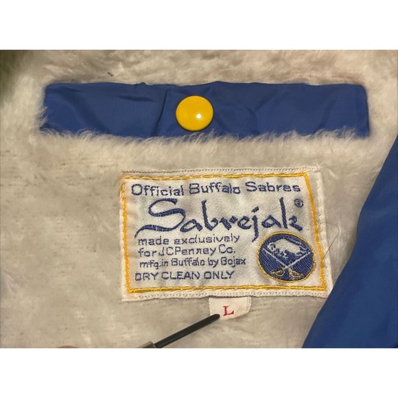 Vintage 70s Large NHL Hockey Buffalo Sabres Sabrejak Satin Bomber Button Jacket - Picture 4 of 10